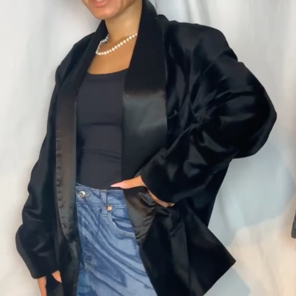 oversized black velvet blazer